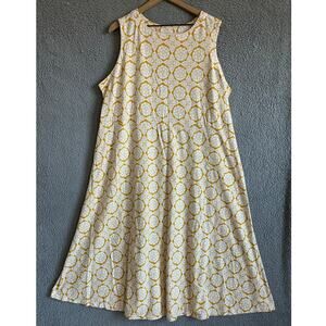 Croft & Barrow Midi Dress 2X Boho Geometric Sleeveless A-Line Yellow Classic